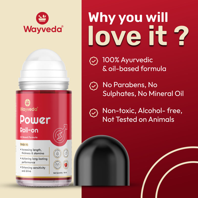 Wayveda Power Roll-On For Men - 50ml | Strawberry-Flavour