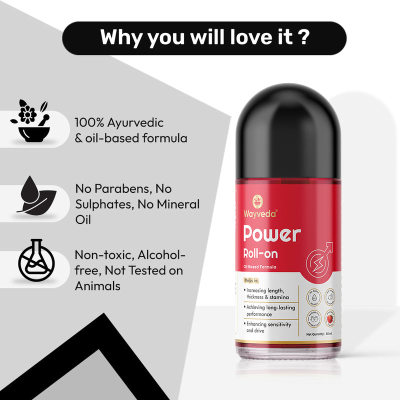 Wayveda Power Roll-On For Men - 50ml | Strawberry-Flavour