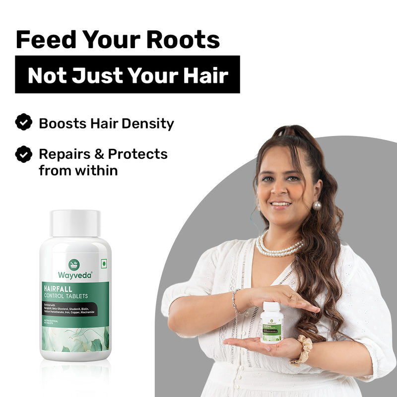 Wayveda Hairfall Control Tablets-60N - Hair Growth Pills